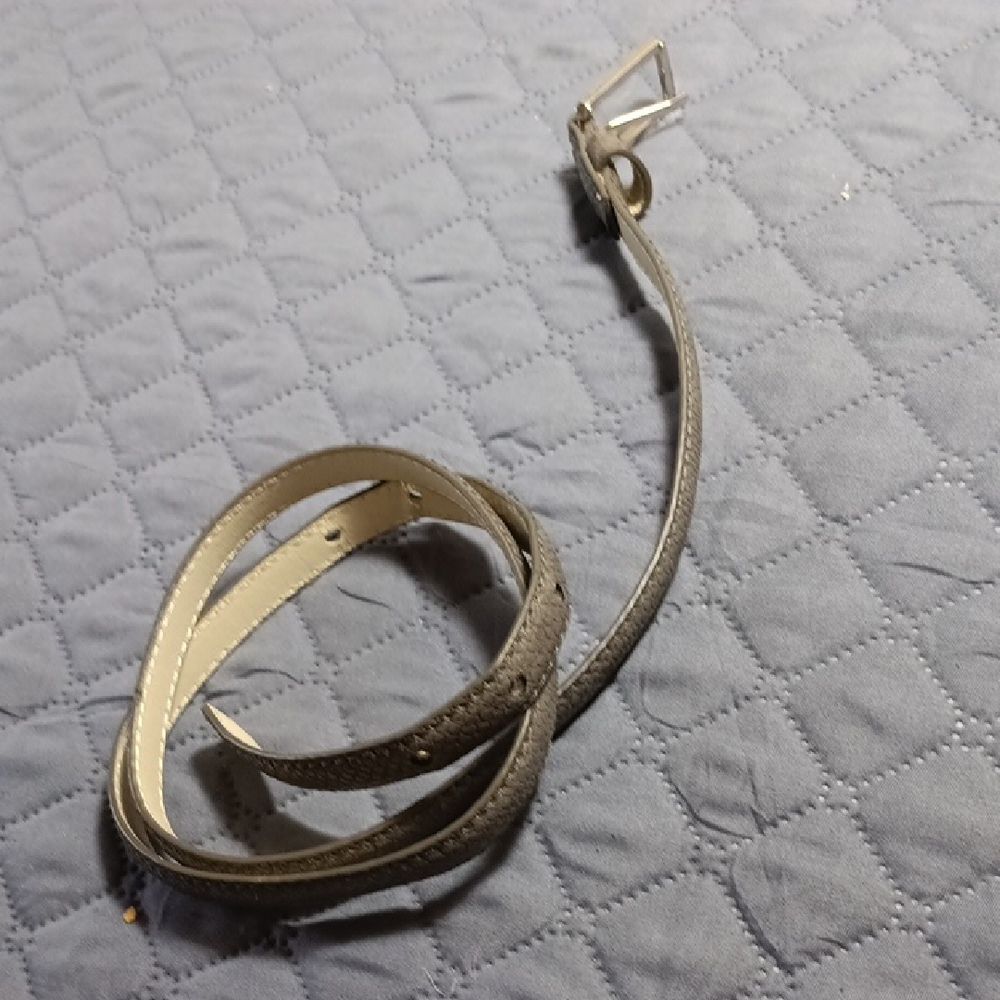 Snake Effect Narrow Leather Belt Silver Buckle